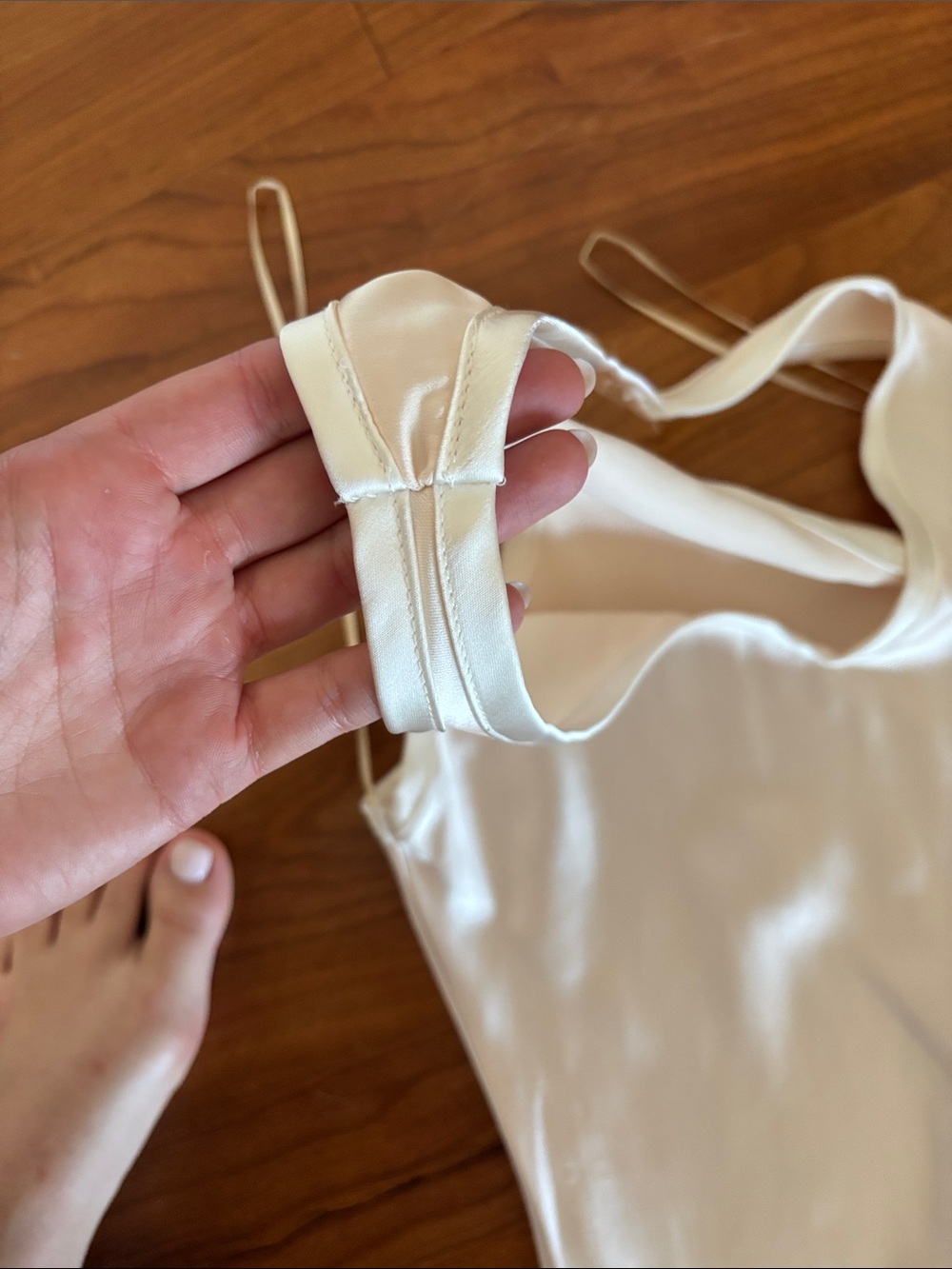 Zara Cream Satin V-Neck Slip Dress - Picture 3 of 4